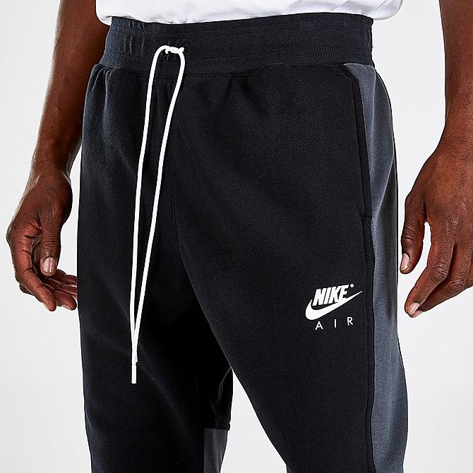 On Model 6 view of Men's Nike Air Fleece Jogger Pants in Black/Anthracite/White Click to zoom