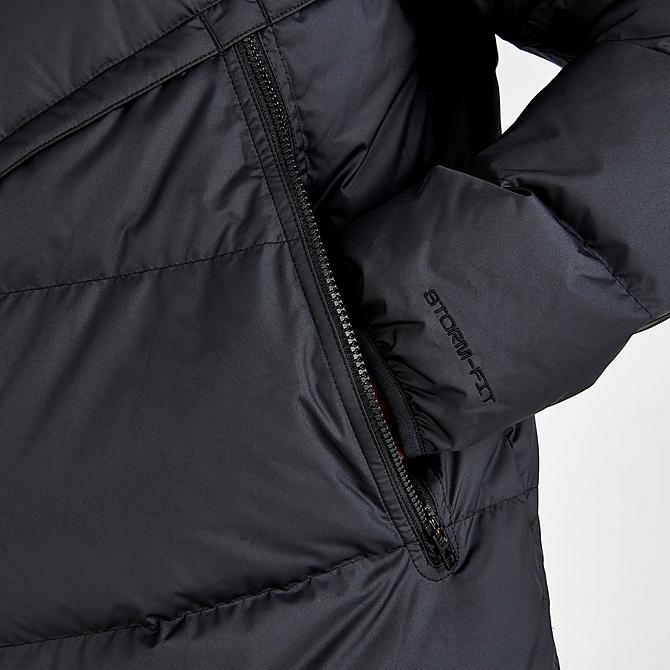 On Model 6 view of Men's Nike Sportswear Storm-FIT Windrunner Zip-Up Down Jacket in Black/Black/Black/Sail Click to zoom