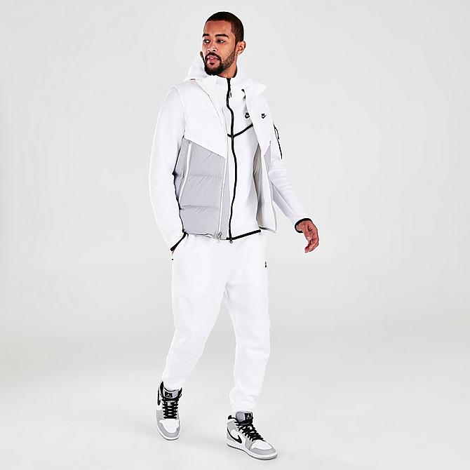 Front Three Quarter view of Men's Nike Sportswear Storm-FIT Windrunner Vest in White/Light Smoke Grey/Sail/Black Click to zoom