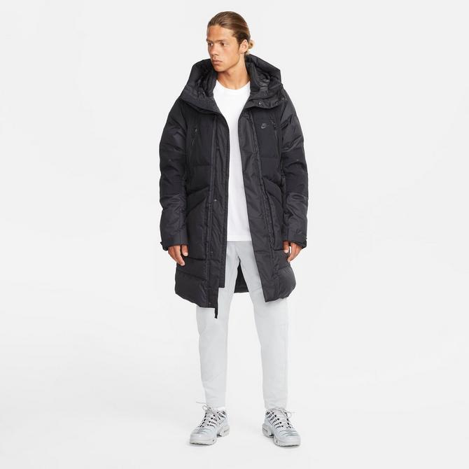 Back Left view of Men's Nike Sportswear Storm-FIT City Series Parka in Black/Black/Dark Smoke Grey Click to zoom