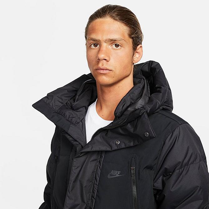 Back Right view of Men's Nike Sportswear Storm-FIT City Series Parka in Black/Black/Dark Smoke Grey Click to zoom
