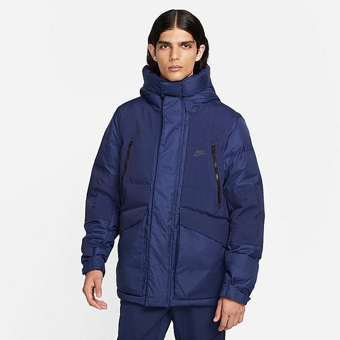 Front view of Men's Nike Sportswear Storm-FIT City Series Down Jacket in Midnight Navy/Black Click to zoom