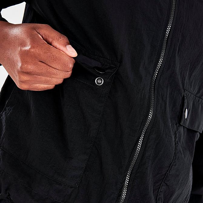 On Model 6 view of Women's Jordan Essentials Woven Jacket in Black/Black Click to zoom