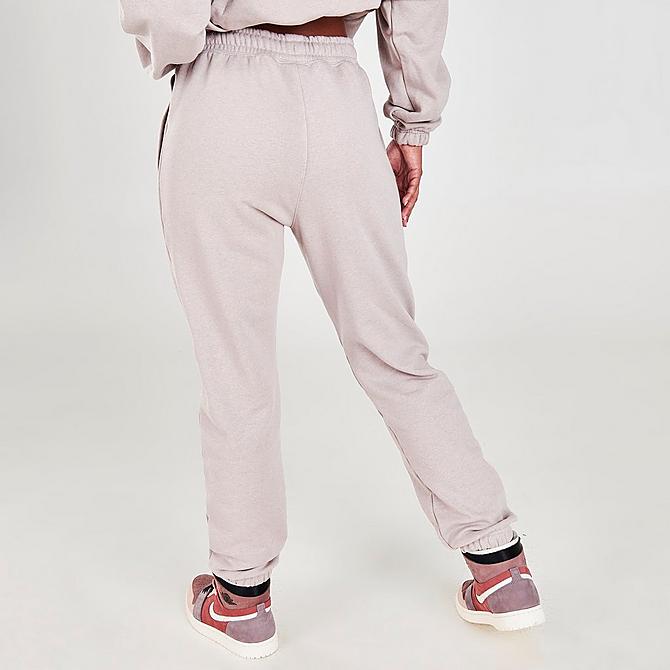 Back Right view of Women's Jordan Essentials Fleece Jogger Pants in Moon Particle/Heather/Thunder Grey Click to zoom