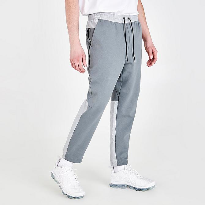 Back Left view of Men's Nike Sportswear Tech Essentials+ Winter Fleece Pants in Light Smoke Grey/Smoke Grey/Black/Black Click to zoom