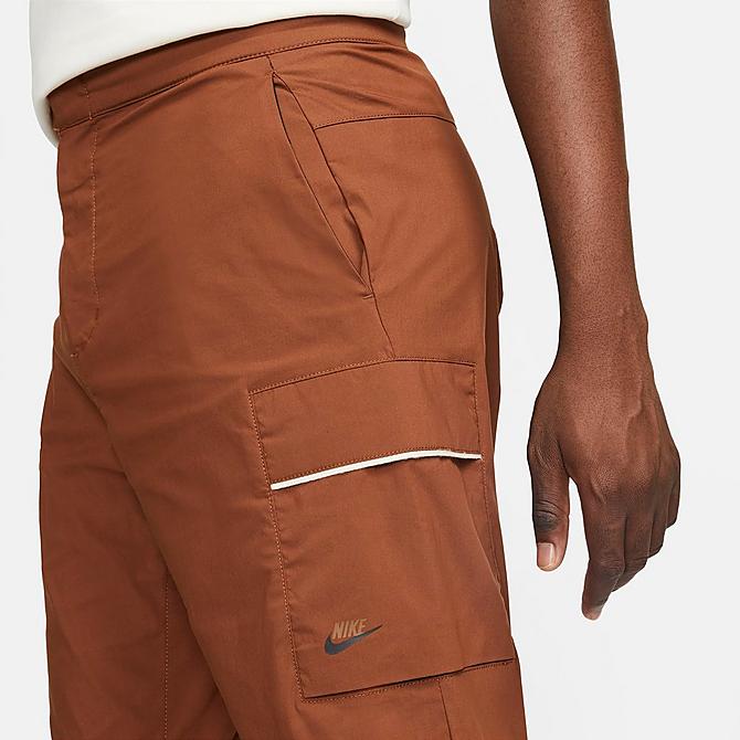 Back Right view of Men's Nike Sportswear Style Essentials Woven Unlined Cargo Pants in Pecan/Sail/Ice Silver/Pecan Click to zoom