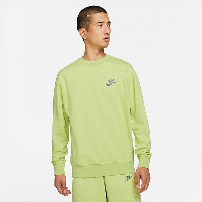 Front view of Men's Nike Sportswear Sport Essentials+ Crewneck Sweatshirt in Light Lemon Twist/Multi Click to zoom