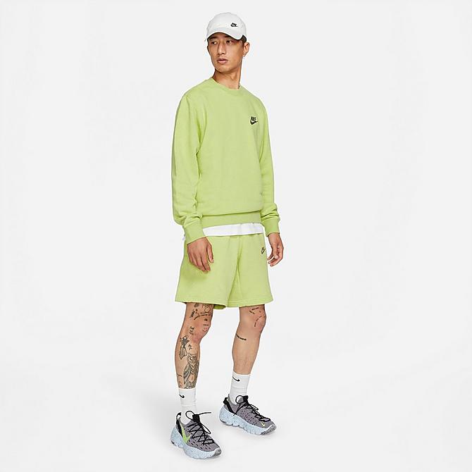 Front Three Quarter view of Men's Nike Sportswear Sport Essentials+ Crewneck Sweatshirt in Light Lemon Twist/Multi Click to zoom