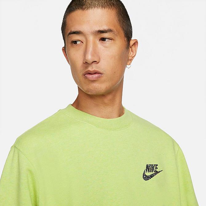 Back Right view of Men's Nike Sportswear Sport Essentials+ Crewneck Sweatshirt in Light Lemon Twist/Multi Click to zoom