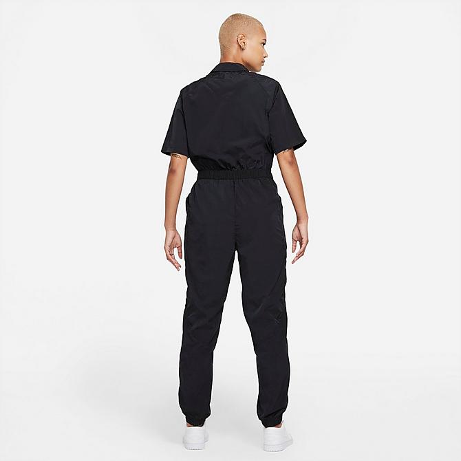 Front Three Quarter view of Women's Jordan Essentials Flight Suit in Black/Black Click to zoom