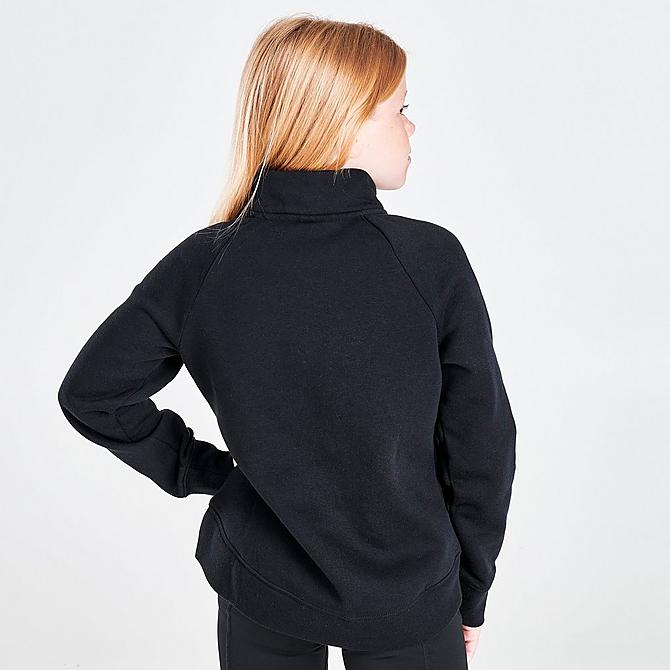 Back Right view of Girls' Nike Sportswear Club Fleece Half-Zip Pullover Sweatshirt in Black/White Click to zoom
