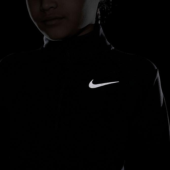 On Model 6 view of Girls' Nike Dri-FIT Long-Sleeve Half-Zip Running Top in Black Click to zoom