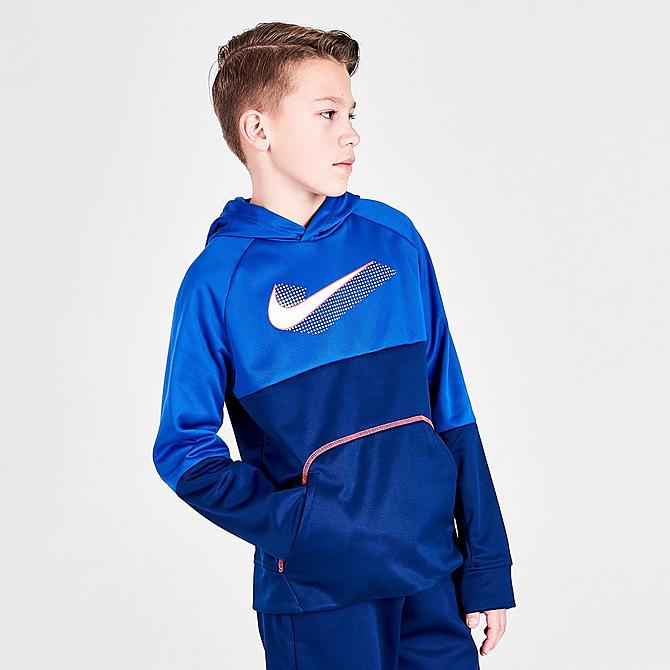 Back Left view of Boys' Nike Therma-FIT Graphic Pullover Training Hoodie Click to zoom