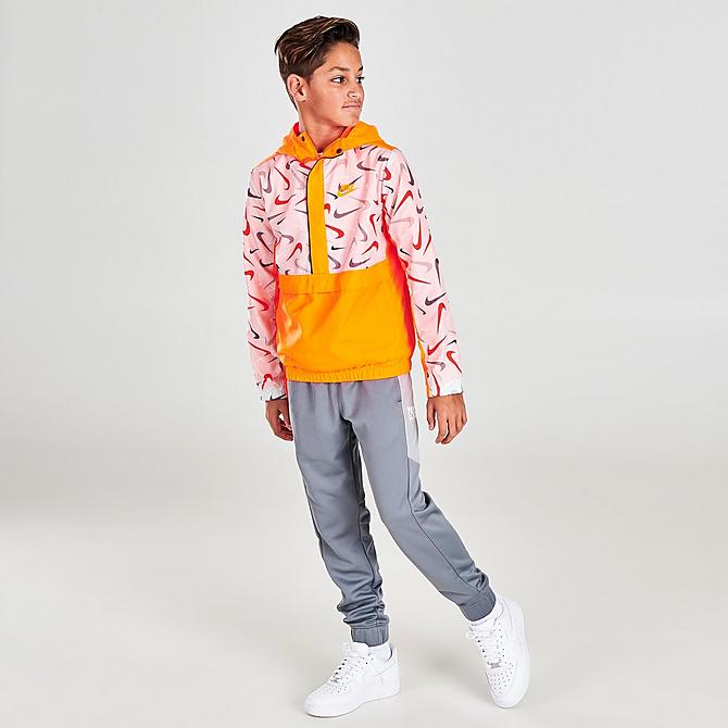 Front Three Quarter view of Boys' Nike Sportswear Woven Printed Anorak Jacket Click to zoom
