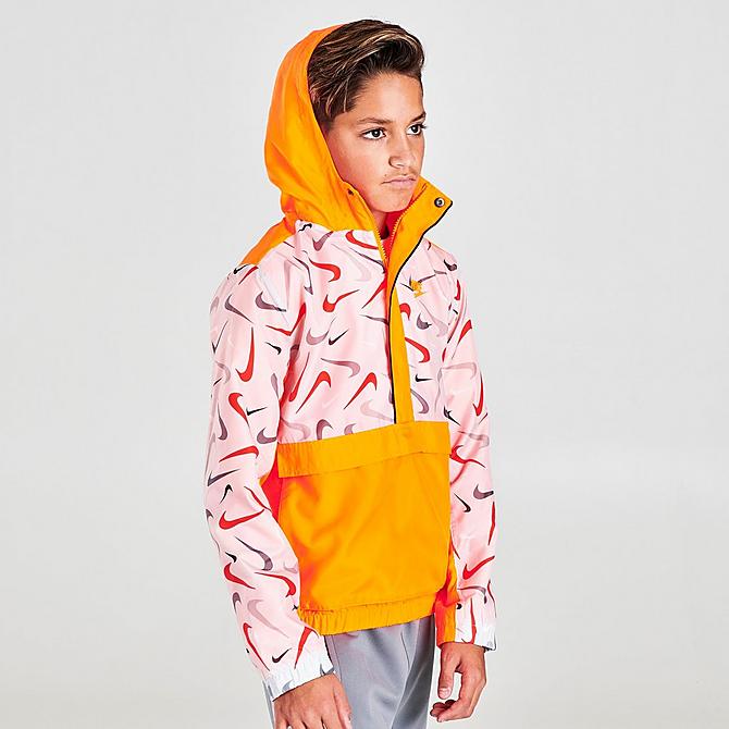 Back Left view of Boys' Nike Sportswear Woven Printed Anorak Jacket Click to zoom