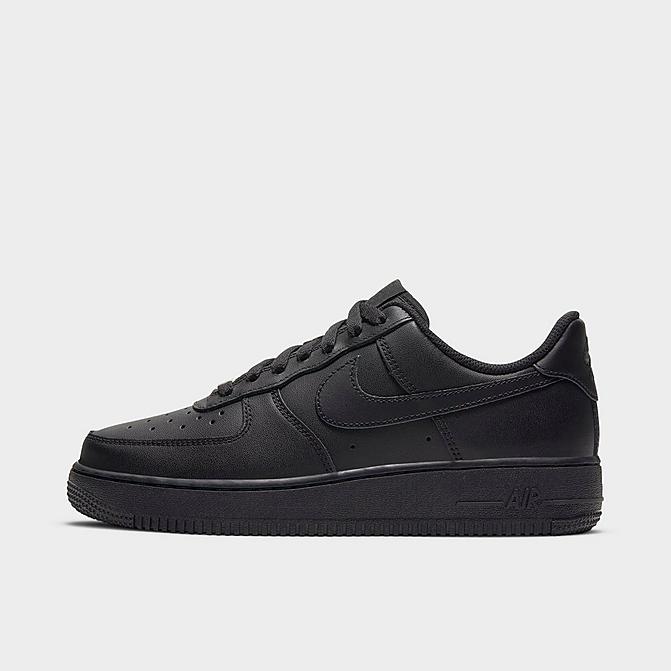 Right view of Women's Nike Air Force 1 Low Casual Shoes in Black/Black/Black Click to zoom