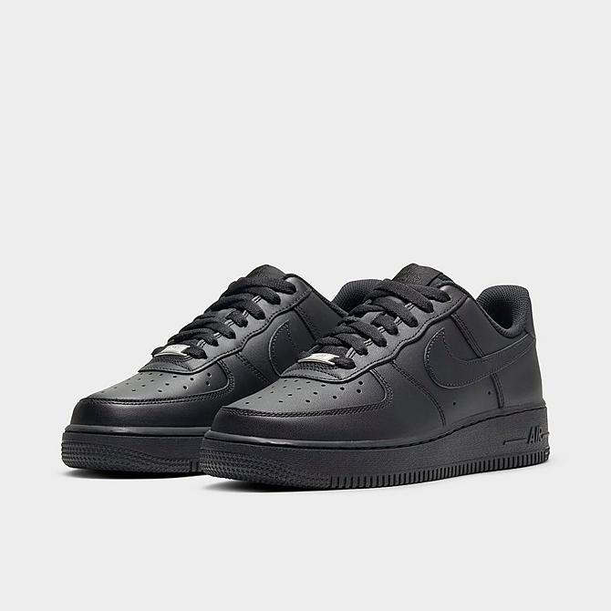 Three Quarter view of Women's Nike Air Force 1 Low Casual Shoes in Black/Black/Black Click to zoom