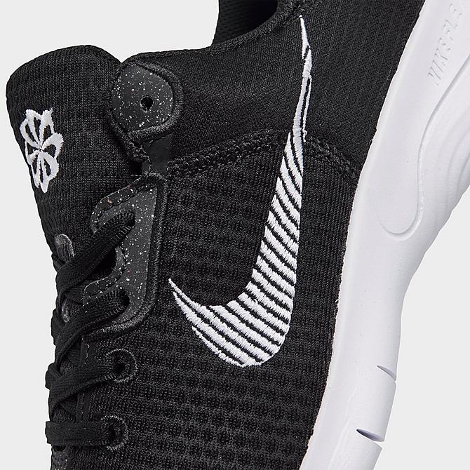 Front view of Women's Nike Flex Experience Run 11 Next Nature Running Shoes in Black/White/Dark Smoke Grey Click to zoom