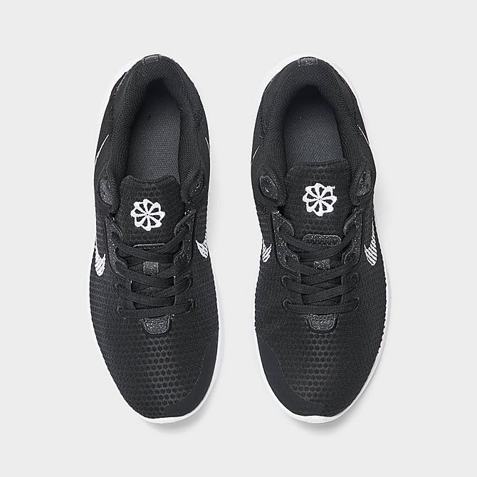 Back view of Women's Nike Flex Experience Run 11 Next Nature Running Shoes in Black/White/Dark Smoke Grey Click to zoom