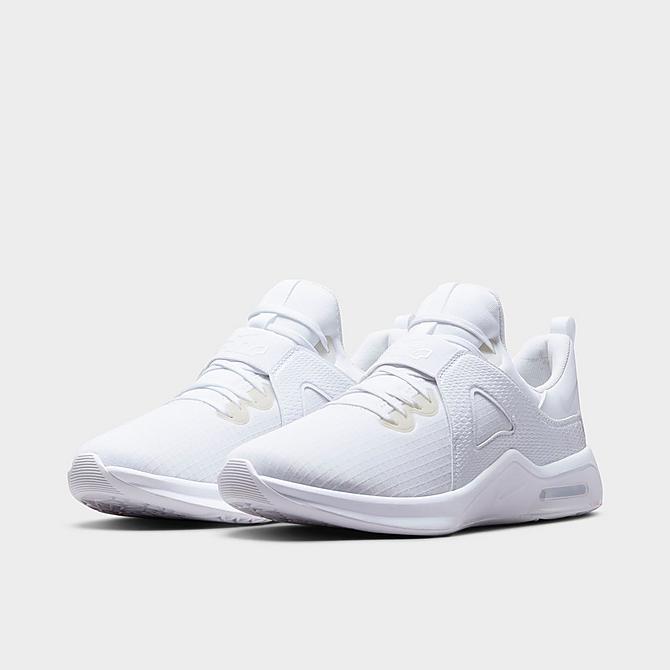 Three Quarter view of Women's Nike Air Max Bella TR 5 Training Shoes in White/White Click to zoom