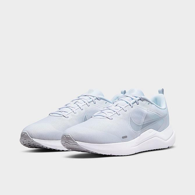 Three Quarter view of Men's Nike Downshifter 12 Training Shoes in White/White/Pure Platinum Click to zoom