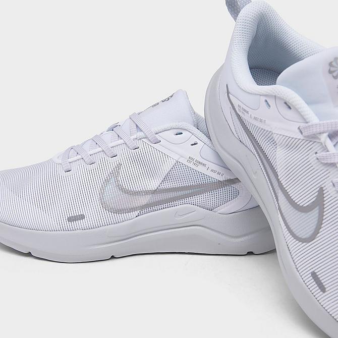 Front view of Women's Nike Downshifter 12 Training Shoes in White/Metallic Silver/Pure Platinum Click to zoom