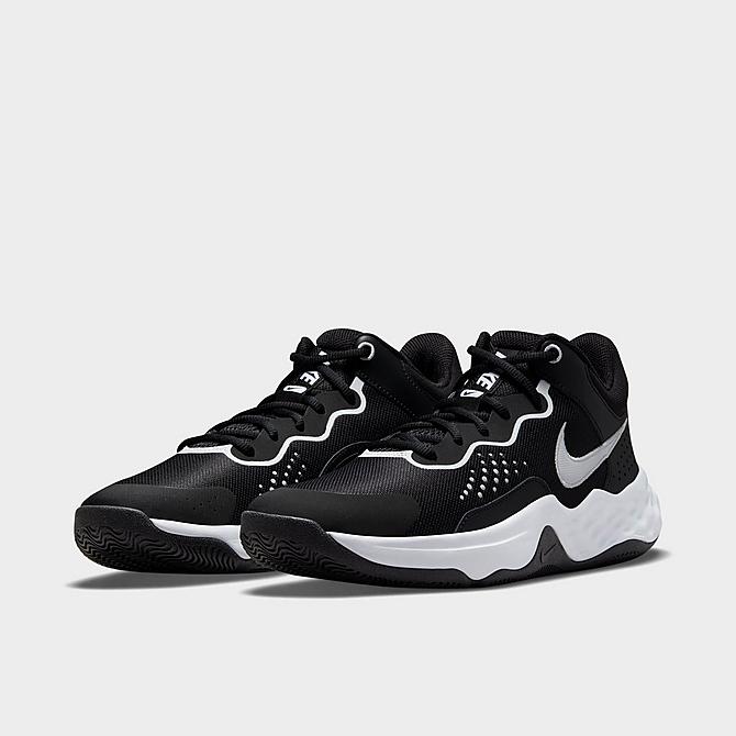 Three Quarter view of Men's Nike Fly By Mid 3 Basketball Shoes in Black/White Click to zoom