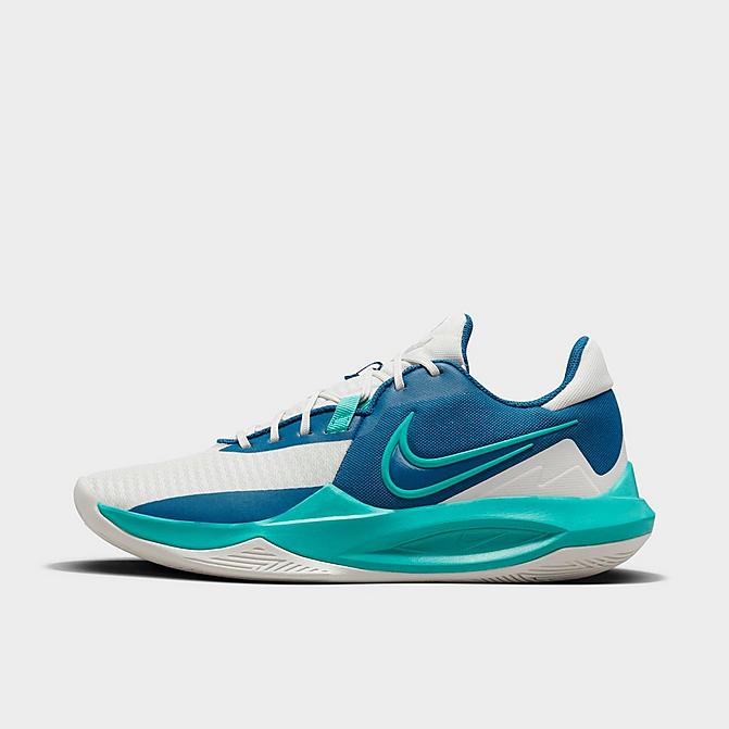 Right view of Men's Nike Precision 6 Basketball Shoes in Phantom/Clear Jade/Industrial Blue Click to zoom
