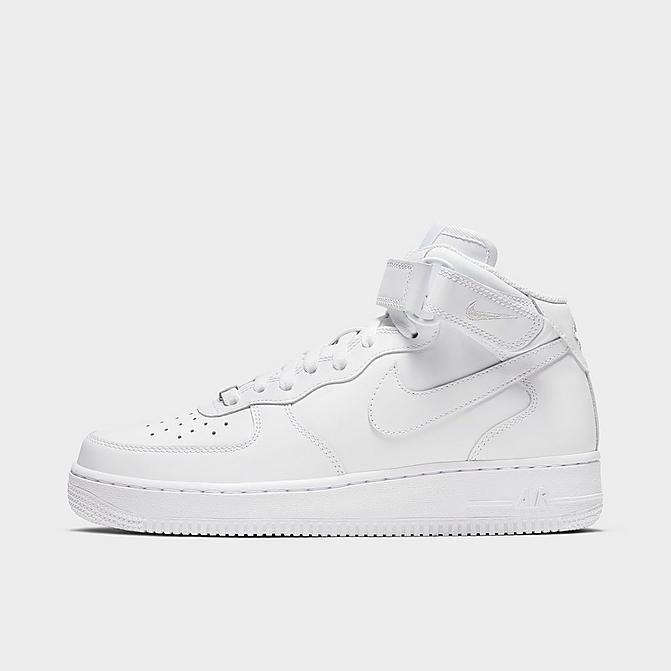 Right view of Women's Nike Air Force 1 '07 Mid Casual Shoes in White/White/White Click to zoom