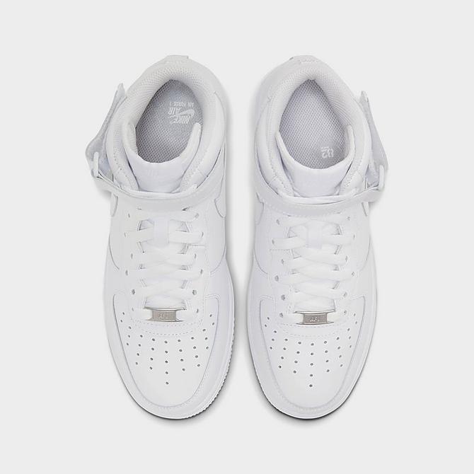 Back view of Women's Nike Air Force 1 '07 Mid Casual Shoes in White/White/White Click to zoom