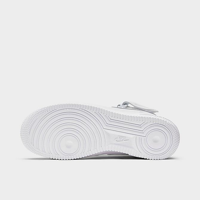 Bottom view of Women's Nike Air Force 1 '07 Mid Casual Shoes in White/White/White Click to zoom