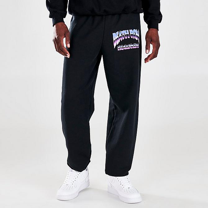 Front Three Quarter view of Men's Death Row Records Jogger Pants in Black Click to zoom