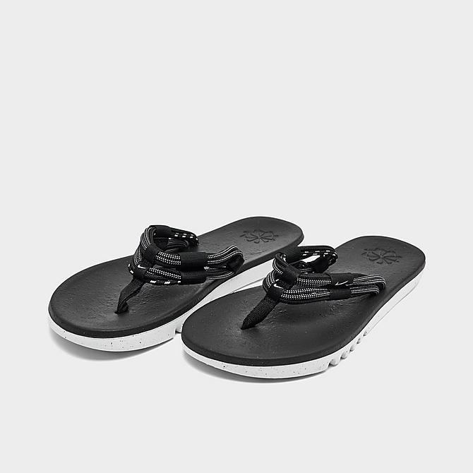 Three Quarter view of Men's Nike EcoHaven Next Nature Flip-Flop Sandals in Black/Black/White Click to zoom