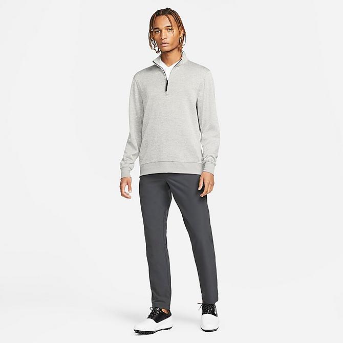 Back Left view of Men's Nike Dri-FIT Player Half-Zip Golf Top in Dust/White Click to zoom