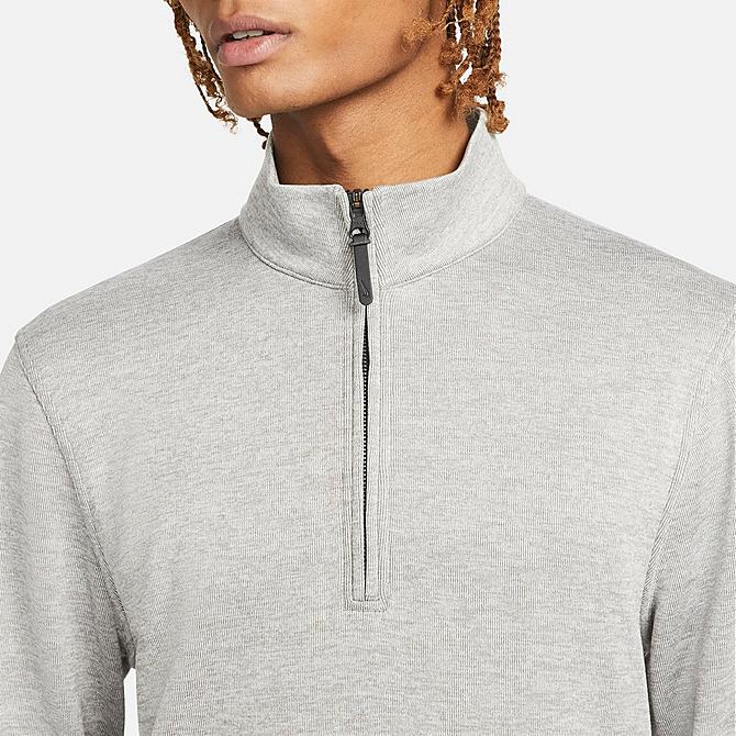 Back Right view of Men's Nike Dri-FIT Player Half-Zip Golf Top in Dust/White Click to zoom
