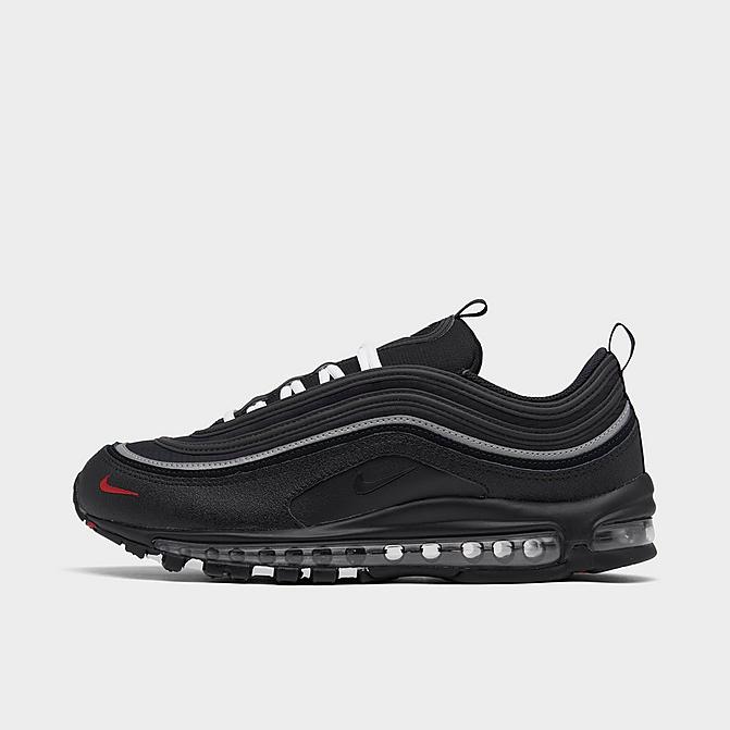 Right view of Men's Nike Air Max 97 Casual Shoes in Black/Black/Sport Red/White Click to zoom