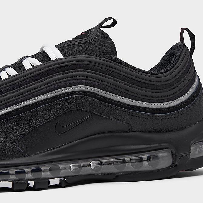 Front view of Men's Nike Air Max 97 Casual Shoes in Black/Black/Sport Red/White Click to zoom