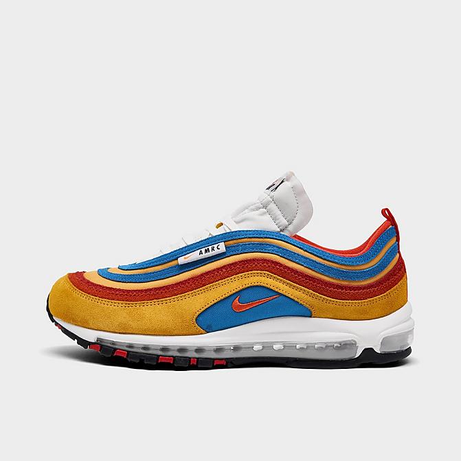 Right view of Men's Nike Air Max 97 SE AMRC Casual Shoes in Pollen/Orange/Light Photo Blue Click to zoom