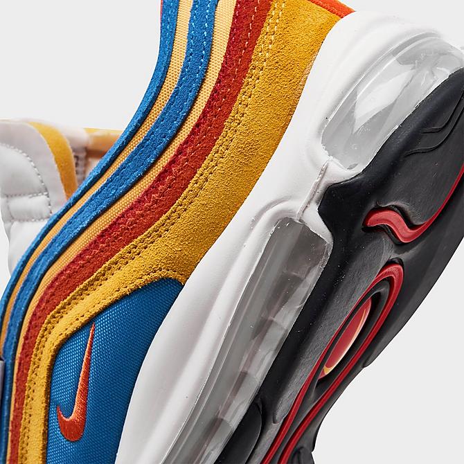 Front view of Men's Nike Air Max 97 SE AMRC Casual Shoes in Pollen/Orange/Light Photo Blue Click to zoom