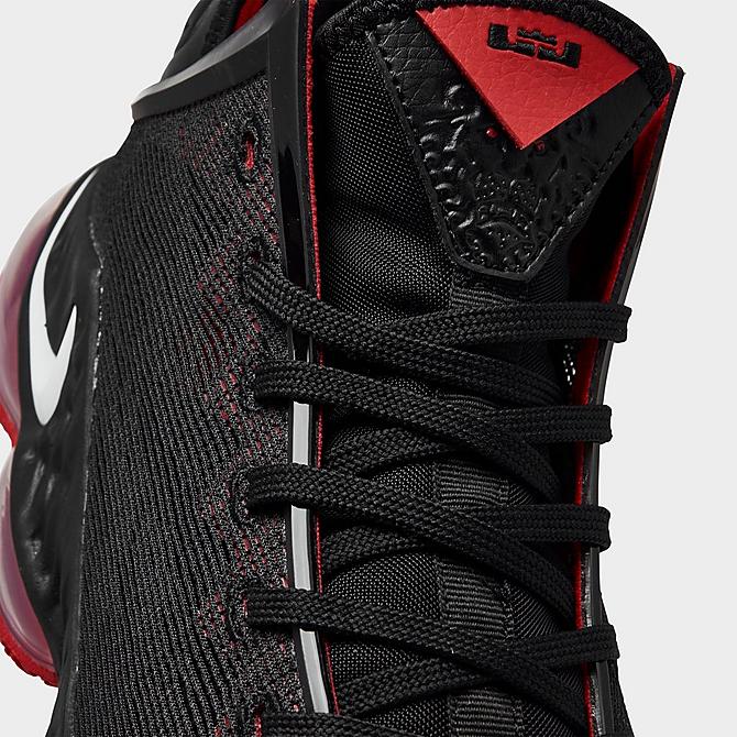 Front view of Nike LeBron 19 Low Basketball Shoes in Black/White/University Red Click to zoom