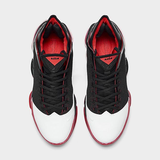 Back view of Nike LeBron 19 Low Basketball Shoes in Black/White/University Red Click to zoom