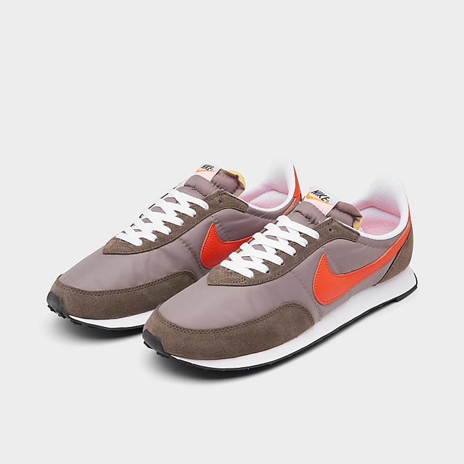 Three Quarter view of Men's Nike Waffle Trainer 2 Casual Shoes in Moon Fossil/Team Orange/Ironstone/Sail/Total Orange Click to zoom