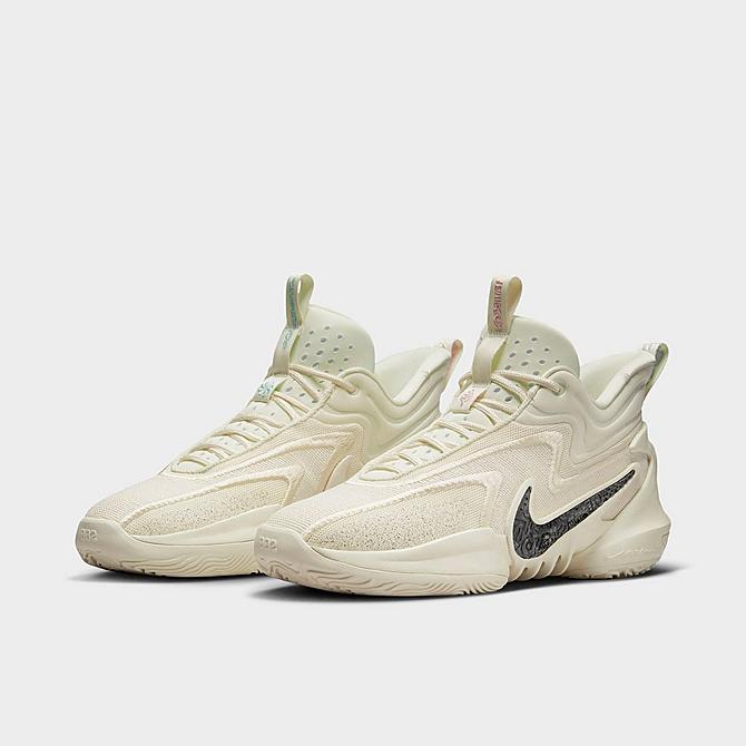 Three Quarter view of Nike Cosmic Unity 2 Basketball Shoes in Coconut Milk/Atmosphere/Mint Foam/Black Click to zoom