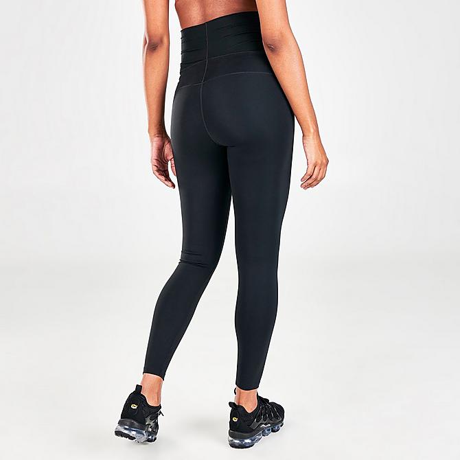 Back Right view of Women's Nike One Training Leggings (Maternity) in Black/White Click to zoom