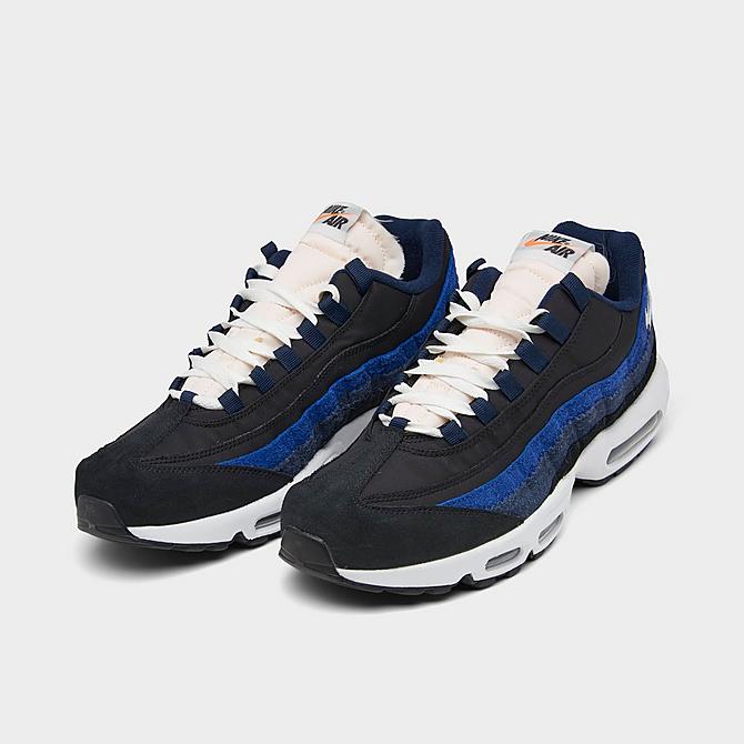 Three Quarter view of Men's Nike Air Max 95 SE AMRC Casual Shoes in Black/Sail/Obsidian/Deep Royal Blue Click to zoom
