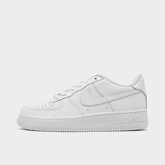 Right view of Big Kids' Nike Air Force 1 Low Casual Shoes in White/White Click to zoom