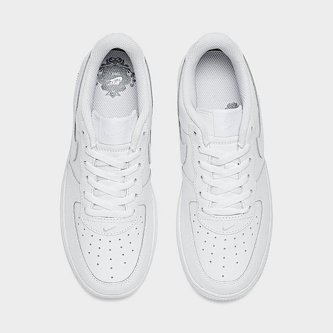 Back view of Little Kids' Nike Air Force 1 '07 LE Casual Shoes in White/White Click to zoom