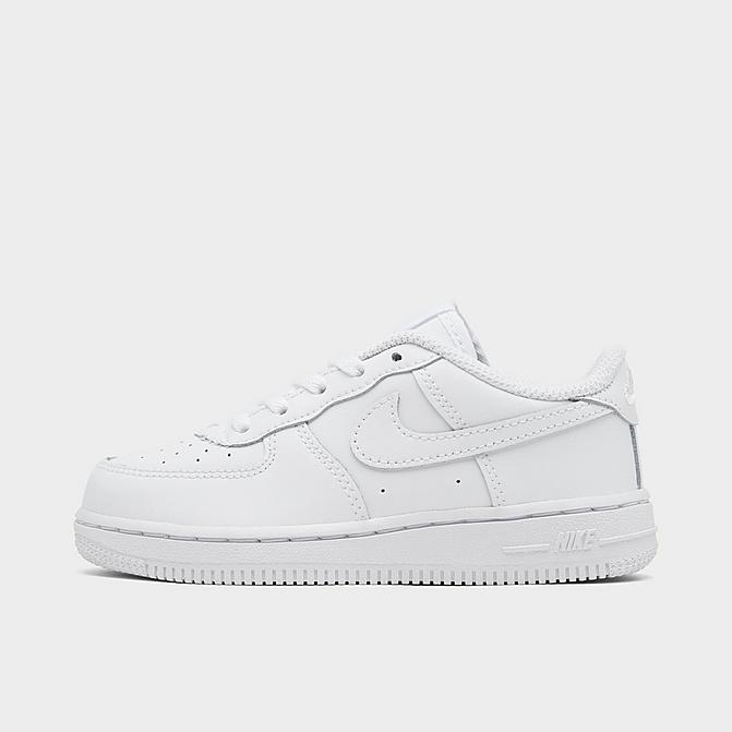 Right view of Kids' Toddler Nike Air Force 1 LE Casual Shoes in White/White Click to zoom