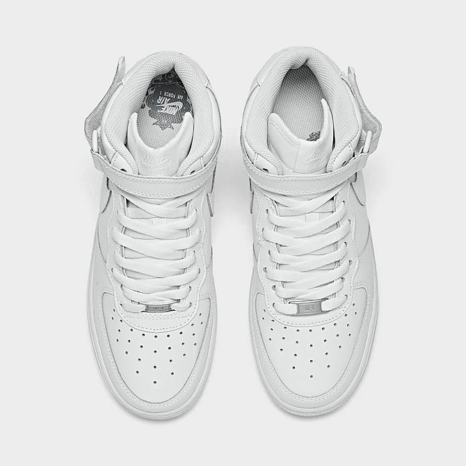 Back view of Big Kids' Nike Air Force 1 MId '07 LE Casual Shoes in White/White Click to zoom