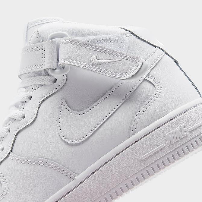 Front view of Little Kids' Nike Air Force 1 Mid LE Casual Shoes in White/White Click to zoom